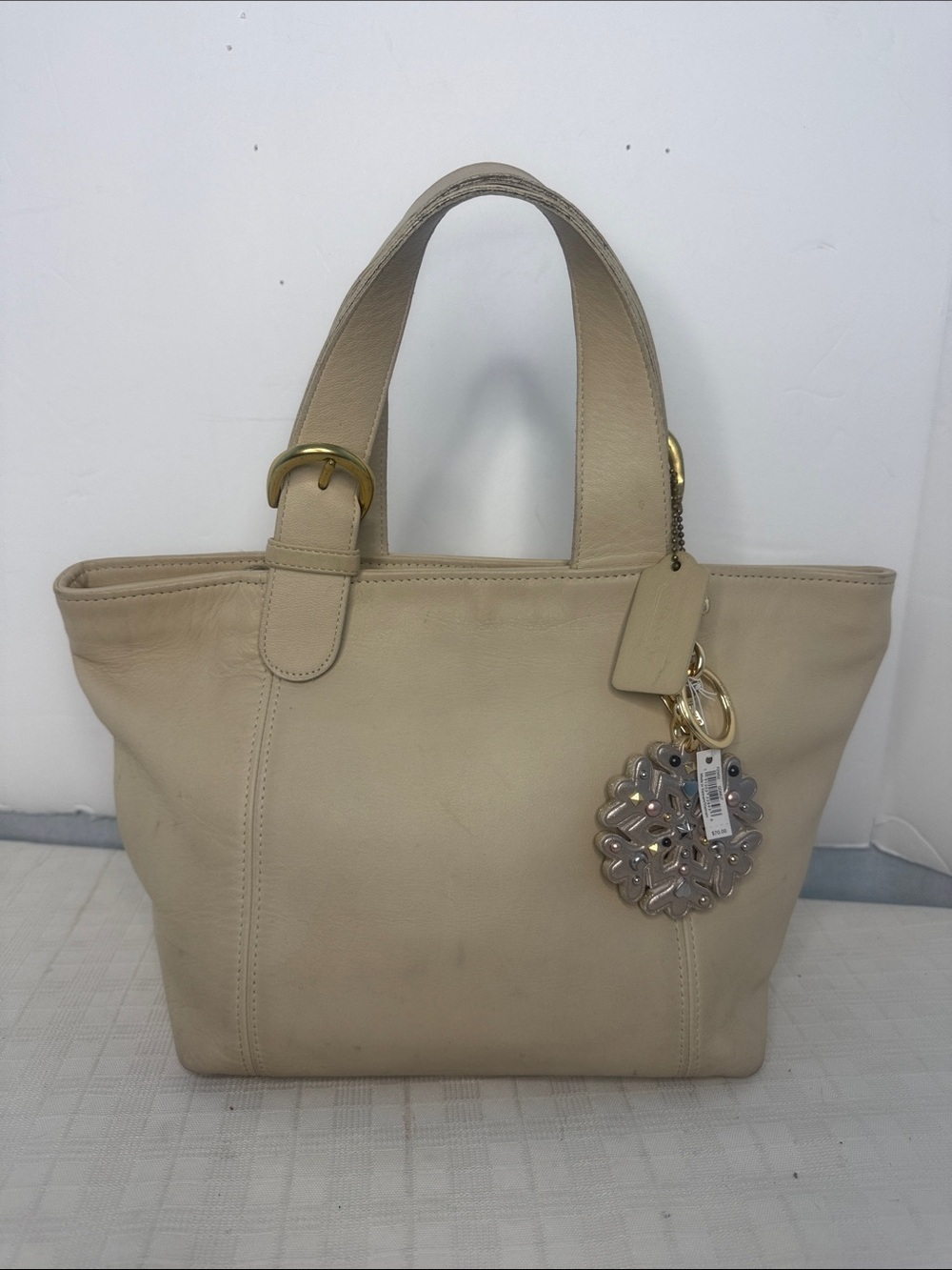 Vintage Coach Bone Leather Waverly satchel.